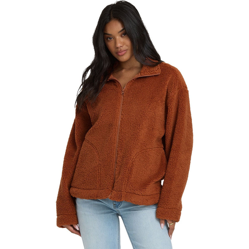 Billabong - Womens Sun City Sherpa Long Sleeve Zip Front Hoodie