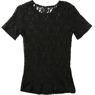 Hanky Panky - Womens Signature Lace Short Sleeve Top — Black