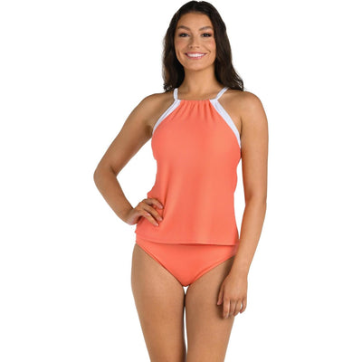 24Th & Ocean - Womens Santorini High Neck Off The Shoulder Tankini — Coral