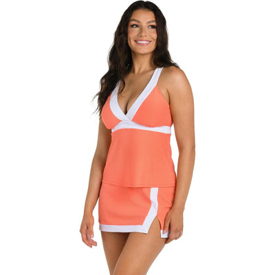 24Th & Ocean - Womens Santorini Surplice Off The Shoulder Tankini — Coral