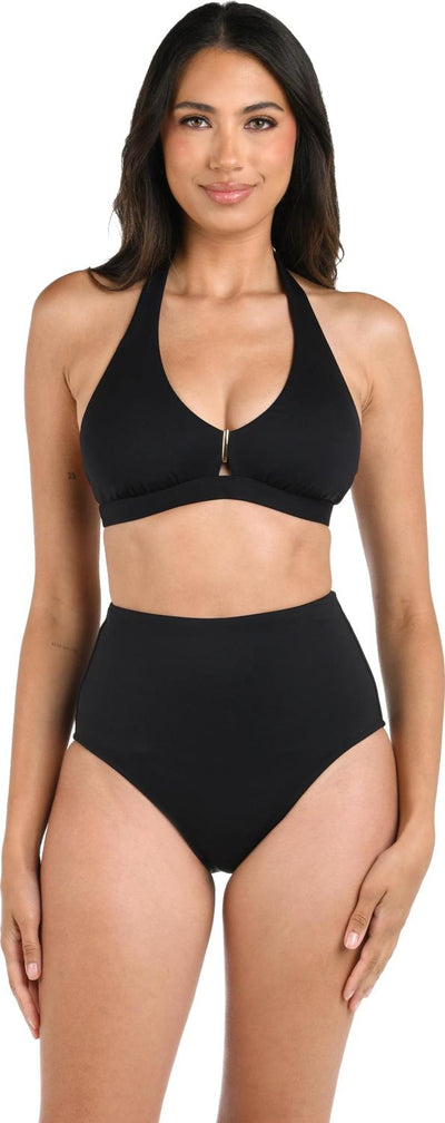 La Blanca - Womens Lb Luxe V-Neck Halter Bra Top — Black