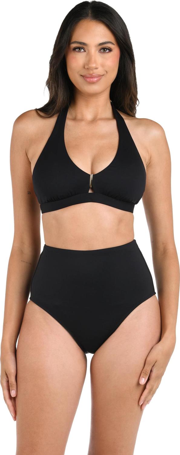 La Blanca - Womens Lb Luxe V-Neck Halter Bra Top — Black
