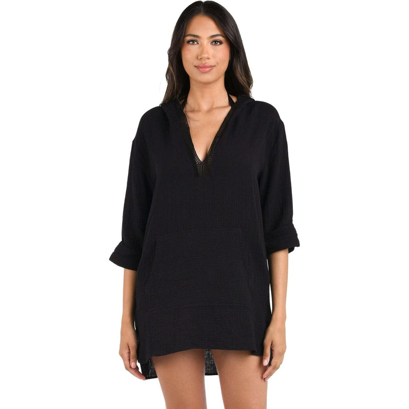 La Blanca - Womens Seaside Hoodie Cover Up — Black