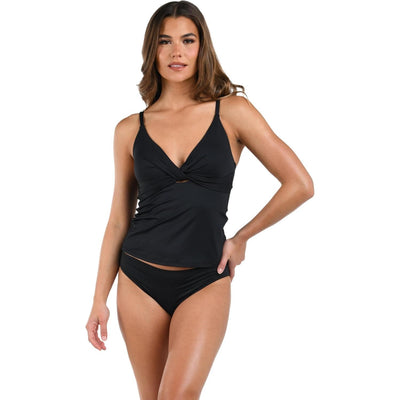La Blanca - Womens Ig V-Neck Twist Front Tankini — Black
