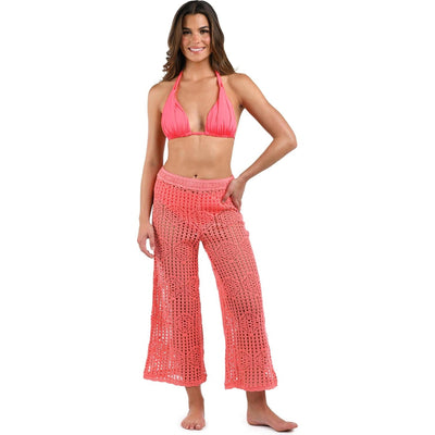 La Blanca - Womens Waverly Cropped Elastic Waist Pant Cover Up — Coral Reef