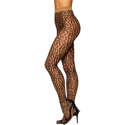Dreamgirl - Womens Black Diamond Sheer Leopard Pantyhose