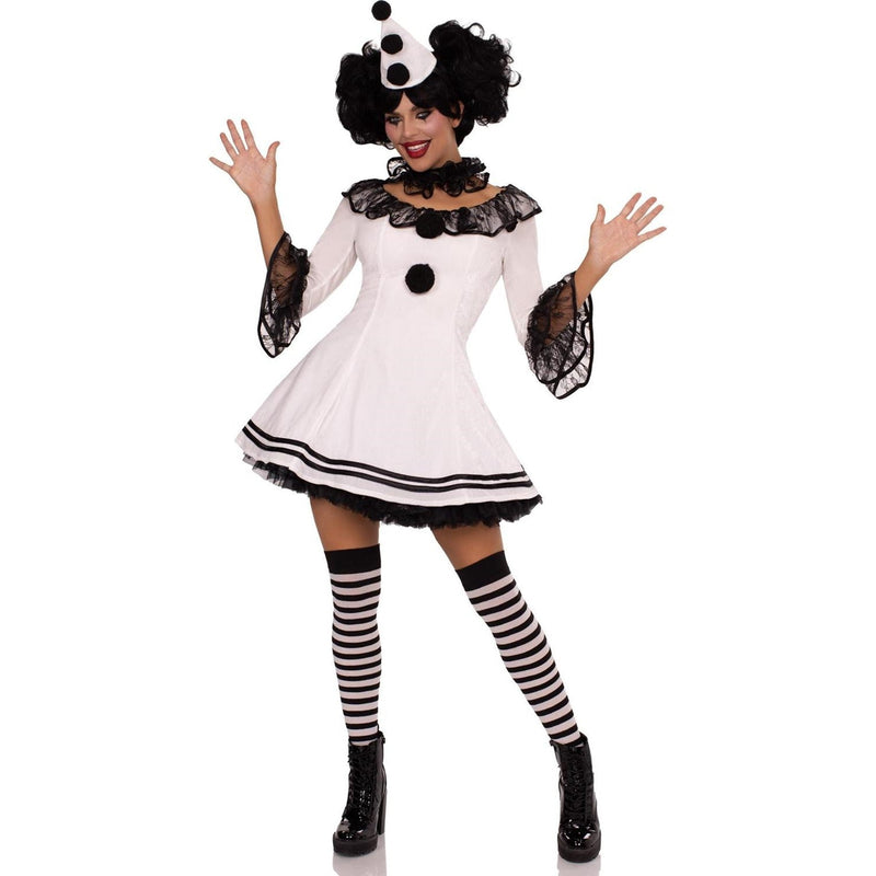 Leg Avenue - Womens 3 Piece Pierrot Clown Costume