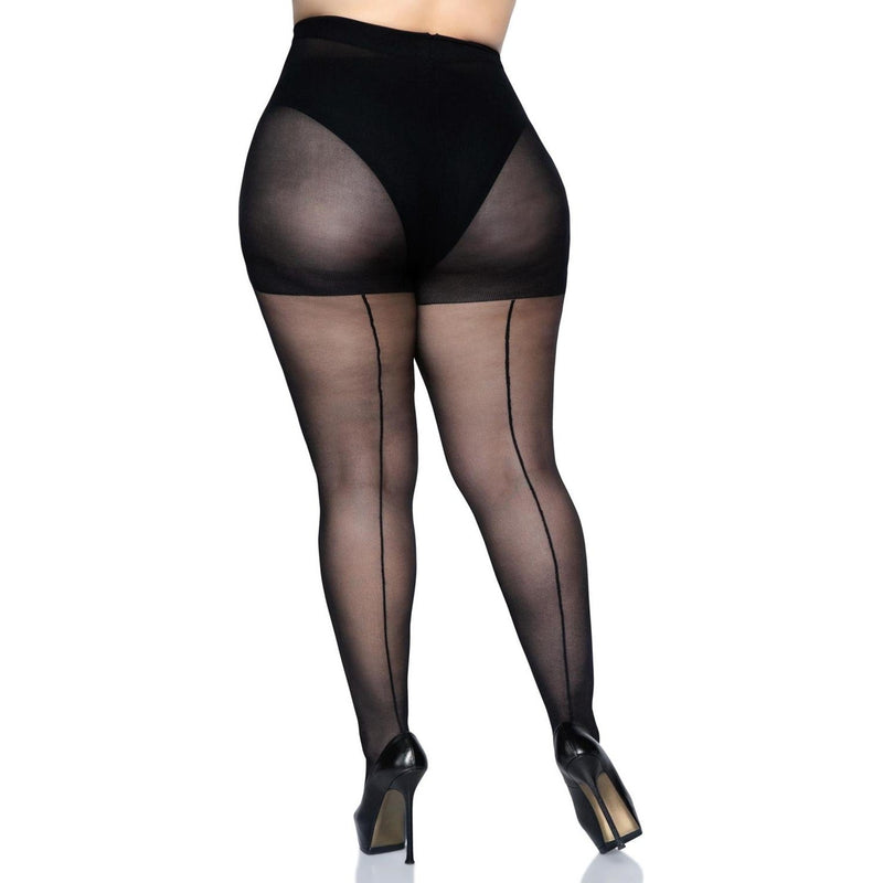 Leg Avenue - Womens Plus Size Sheer Backseam Tights — Black