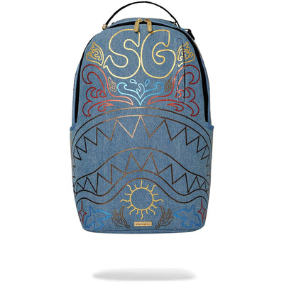 Sprayground - Metallic Printed Denim Shark Dlxsv Backpack Backpack