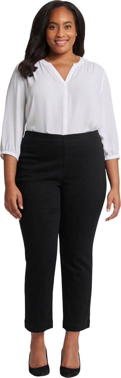 NYDJ - Womens Bailey Relaxed Straight Ankle Pull-On Jeans — Overdye Black