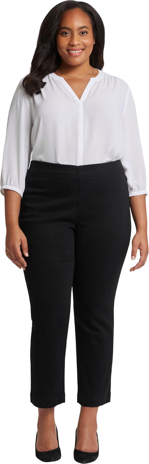 NYDJ - Womens Bailey Relaxed Straight Ankle Pull-On Jeans — Overdye Black