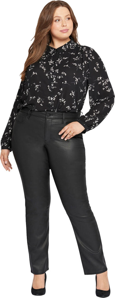 NYDJ - Womens Coated Marilyn Straight Jeans In Plus Size — Black Coated