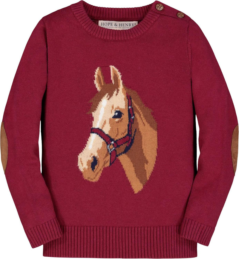 Hope & Henry - Girls Horse Intarsia Pullover Sweater