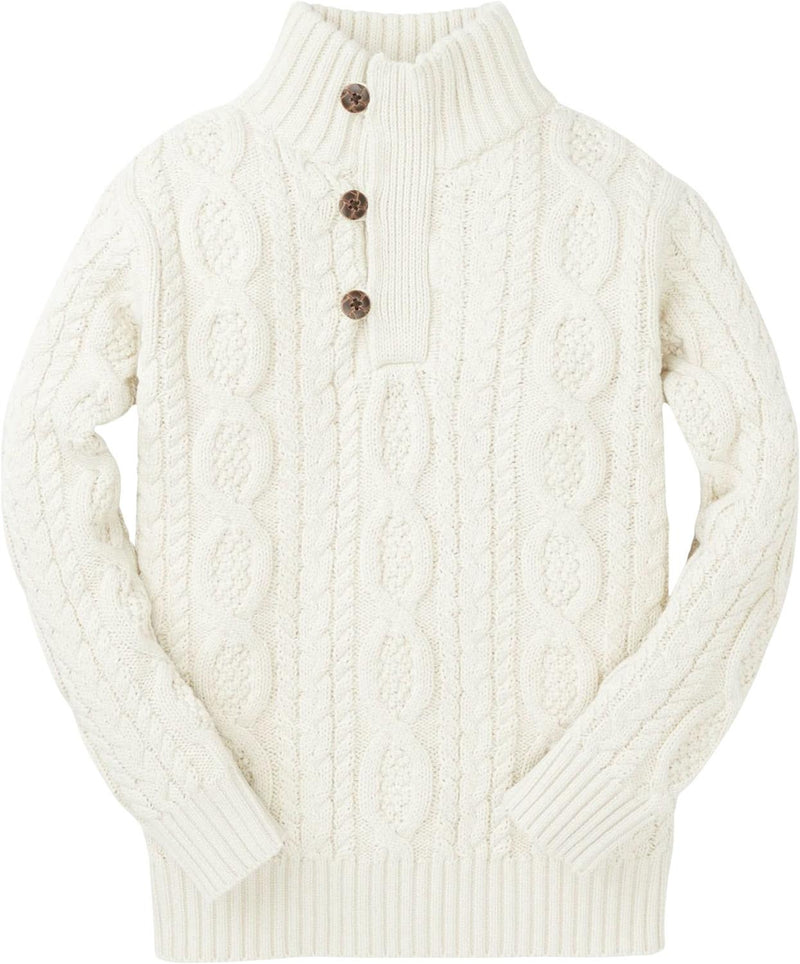Hope & Henry - Boys Mock Neck Cable Sweater With Buttons