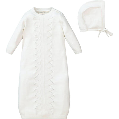 Hope & Henry - Baby Sweater Gown And Bonnet Set