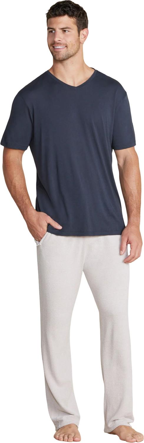 Barefoot Dreams - Mens Malibu Collection Cotton Modal V-Neck Basic T-Shirt — Indigo