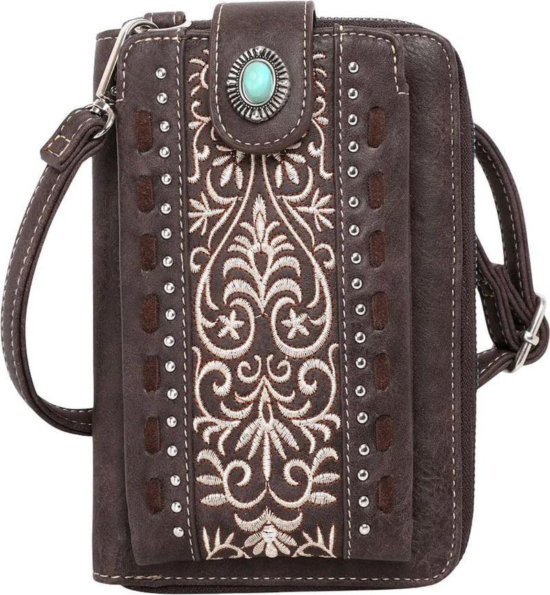 American Bling - Womens Embroidered Collection Phone Wallet/Crossbody Bag