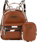 Wrangler - Womens Cow Print Trimmed Mini Backpack With Coin Pouch