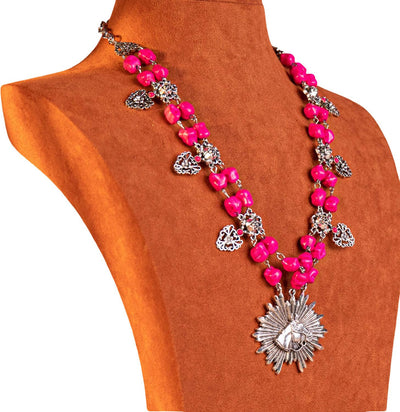 Wrangler - Womens Jewelry Sets Bohemian Pendant Necklace Earrings — Hot Pink