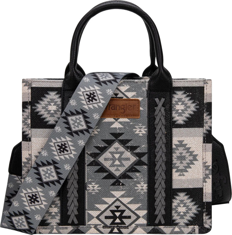 Wrangler - Womens Aztec Pattern Dual Sided Print -Tote/Crossbody Bag — Black