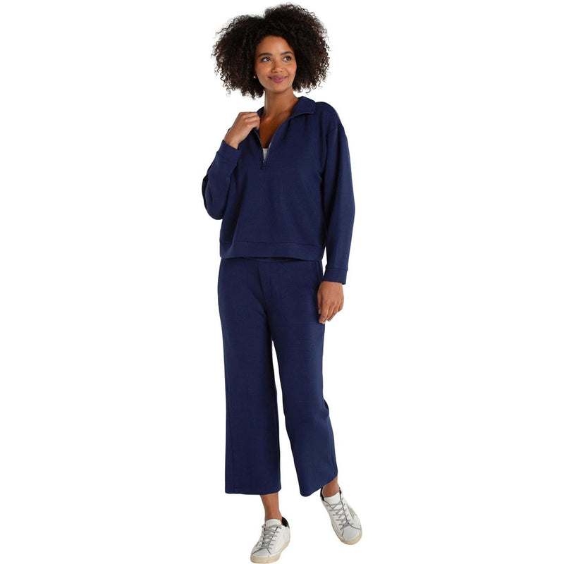 Liverpool Los Angeles - Womens Pull On Wide Leg Crop Trouser — deep midnight