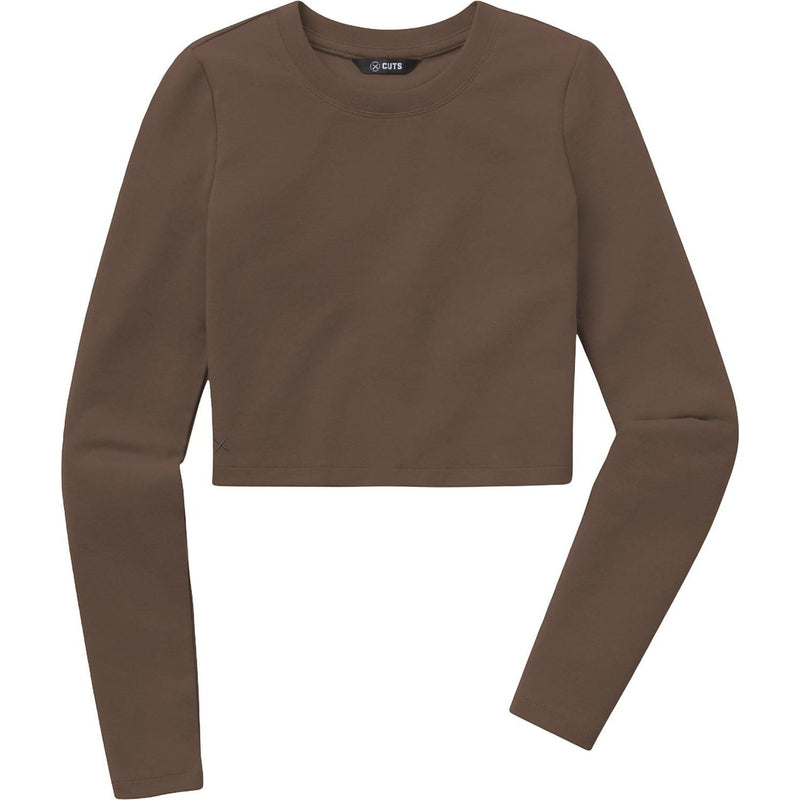 Cuts - Womens Long-Sleeve Tomboy Cropped Tee — Mocha