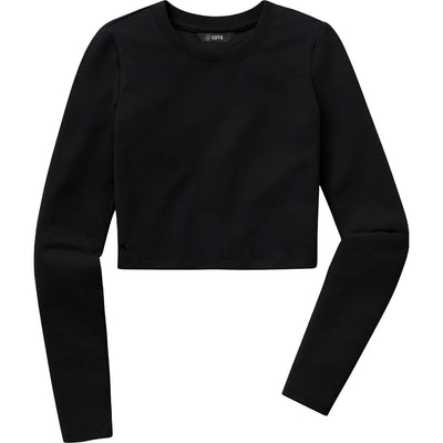 Cuts - Womens Long-Sleeve Tomboy Cropped Tee — Black