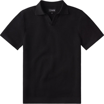 Cuts - Womens Portofino Crochet Polo — Black