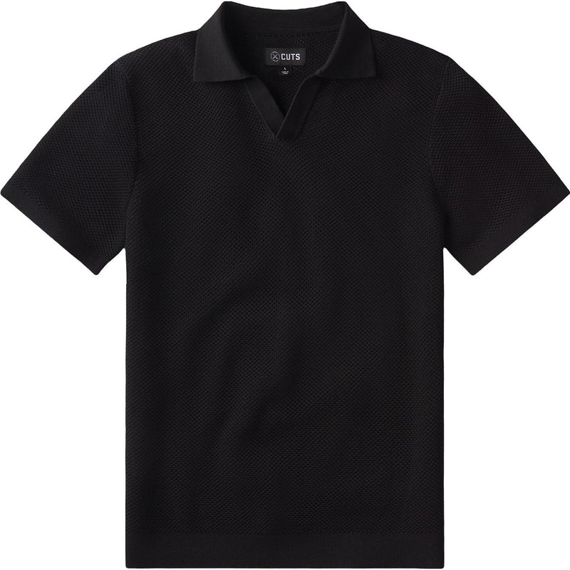 Cuts - Womens Portofino Crochet Polo — Black