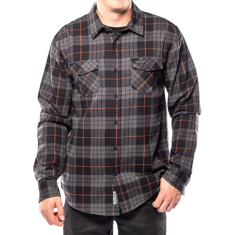 Fasthouse - Mens Saturday Night Special Flannel Shirt — Black/Charcoal