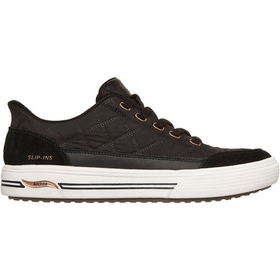 Skechers - Womens Street Hands Free Slip-Ins Arch Fit Arcade Cozy Fit Cuddle Steps Sneaker — Black