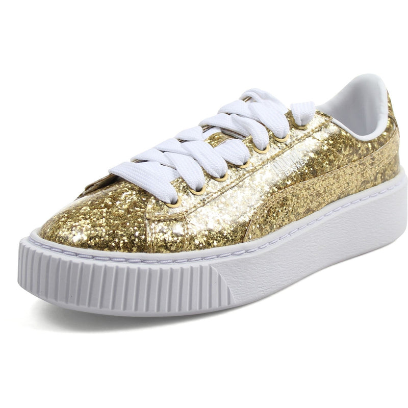 PUMA - Womens Basket Platform Glitter Sneakers