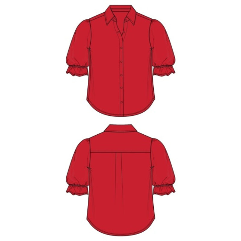 Liverpool Los Angeles - Womens Elbow Puff Sleeve Snap Front Knit Shirt