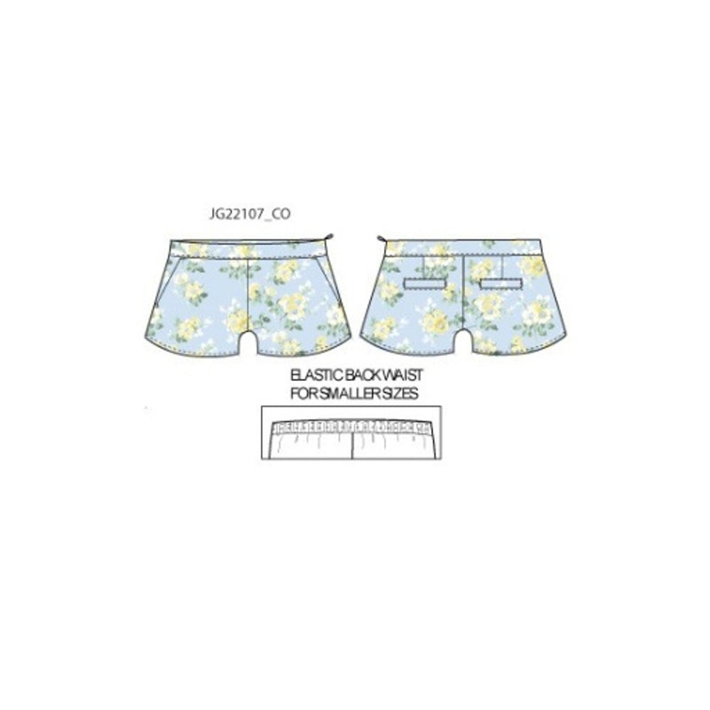 Janie and Jack - Girls with Blu Yllw Flrl Short E2