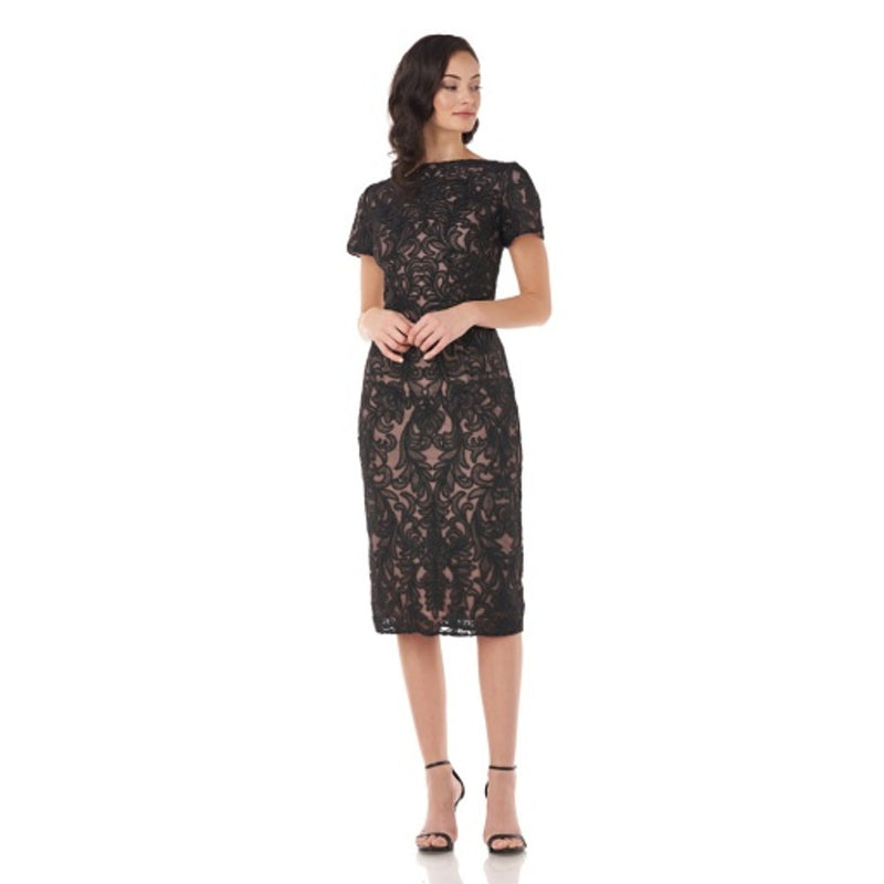 JS Collections - Womens Metallic Embroidered Midi
