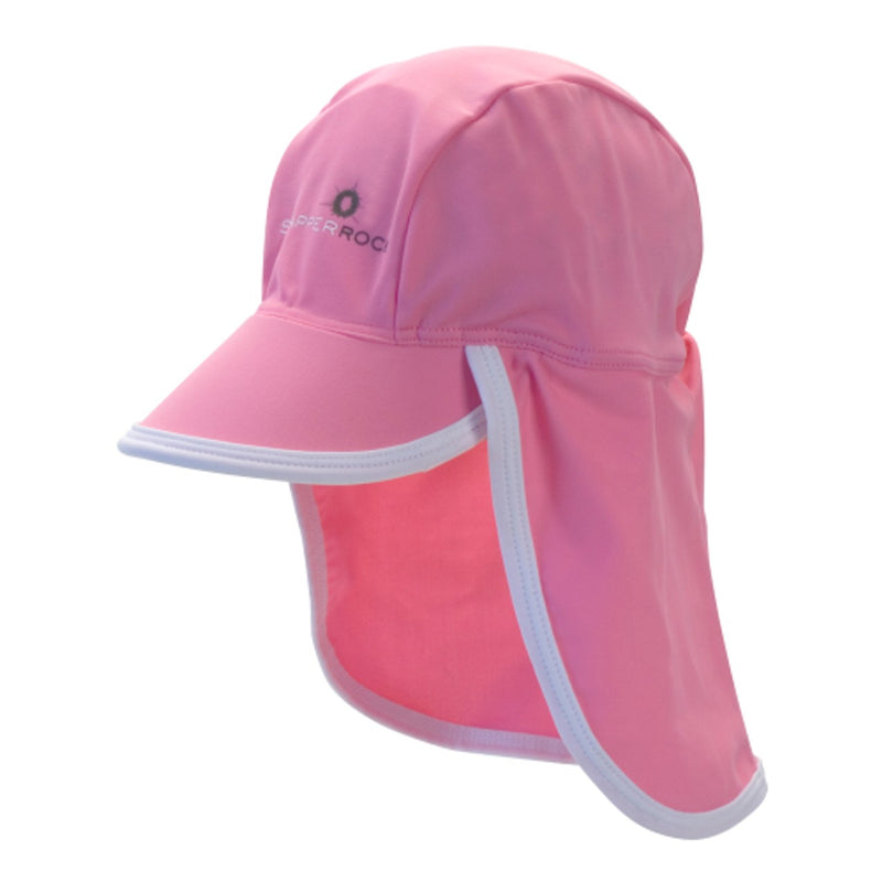 Snapper Rock - Kids Uv50 Flap Hat Pink/White- One Size