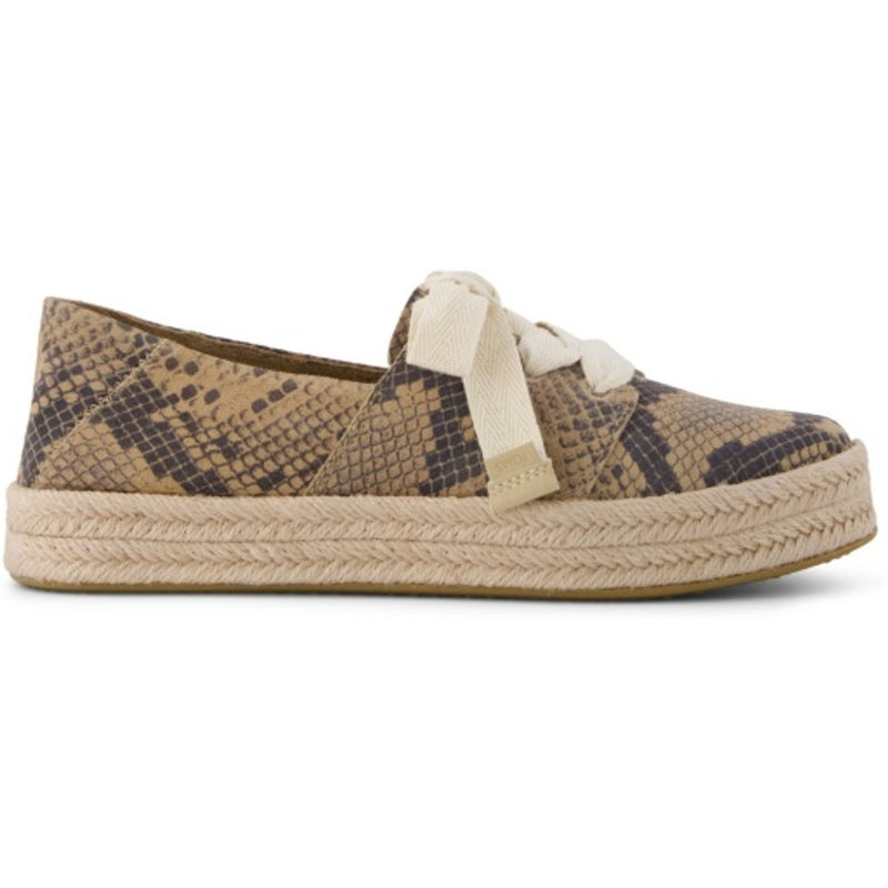 TOMS - Womens Carolina Lace Up - Mid Taupe Snake Print Suede