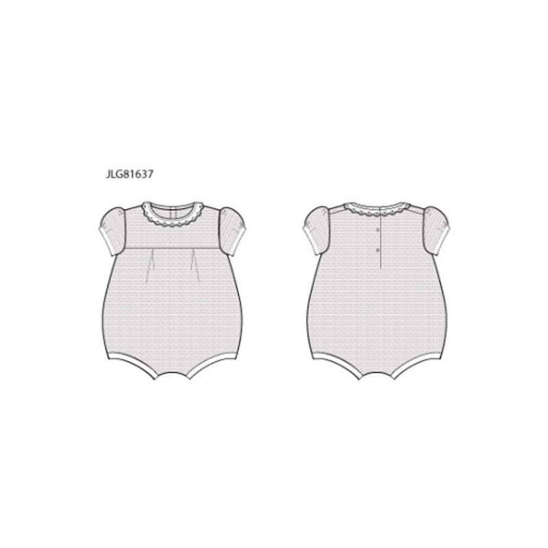 Janie and Jack - Baby G S Pink Textured Stripe Short Sleeve Bubble Sig1