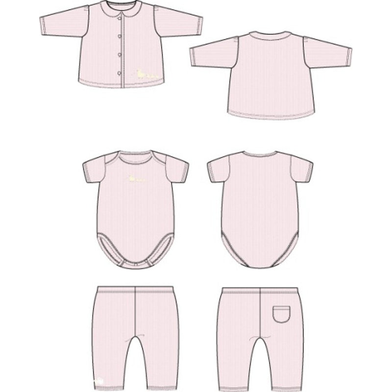 Janie and Jack - Baby G K Pink Ducklings Fam 3pc Cardi/Bs/Pant Set Sig1