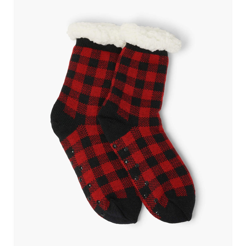 Little Blue House - Buffalo Plaid Womens Sherpa Lined Cabin Sock