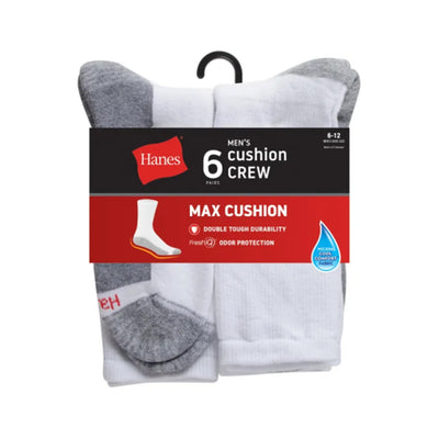 Hanes - Mens Double Tough Men's Crew Socks Max Cushion 6-Pairs