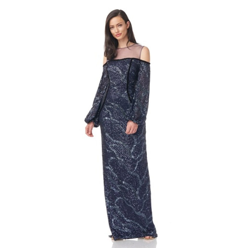 JS Collections - Womens Layn Long Sleeve Column Gown