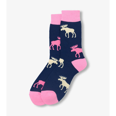 Little Blue House - Raspberry Moose Womens Cozy Socks