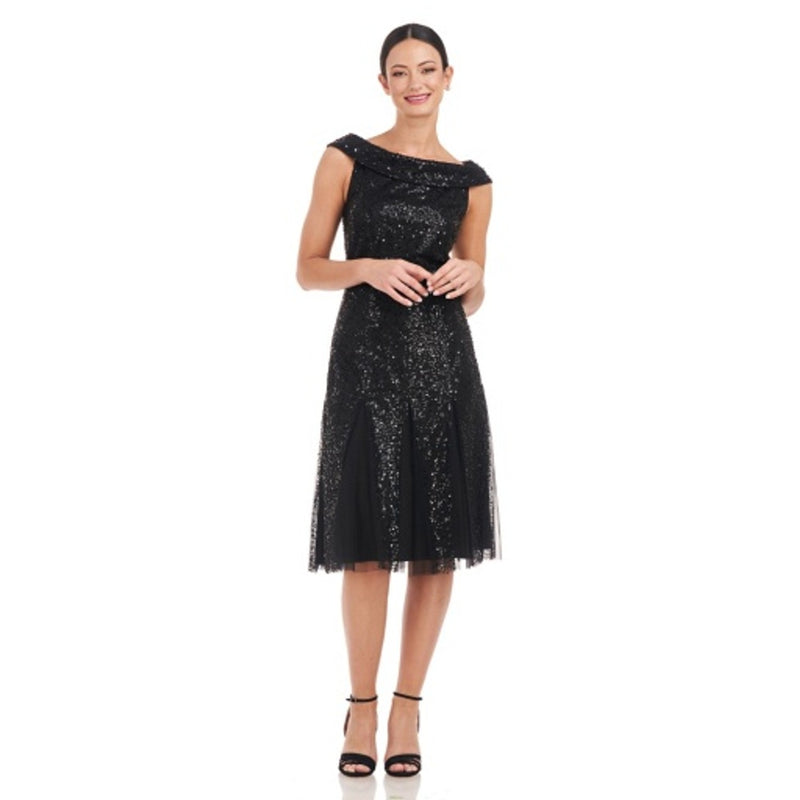 JS Collections - Womens Milla Portrait Godet Dress
