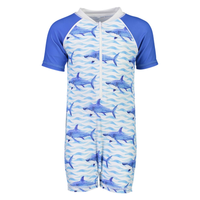 Snapper Rock - Baby School of Sharks Short Sleeve Sunsuit