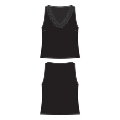 Liverpool Los Angeles - Womens V-Neck Woven Tank with Lace Trim