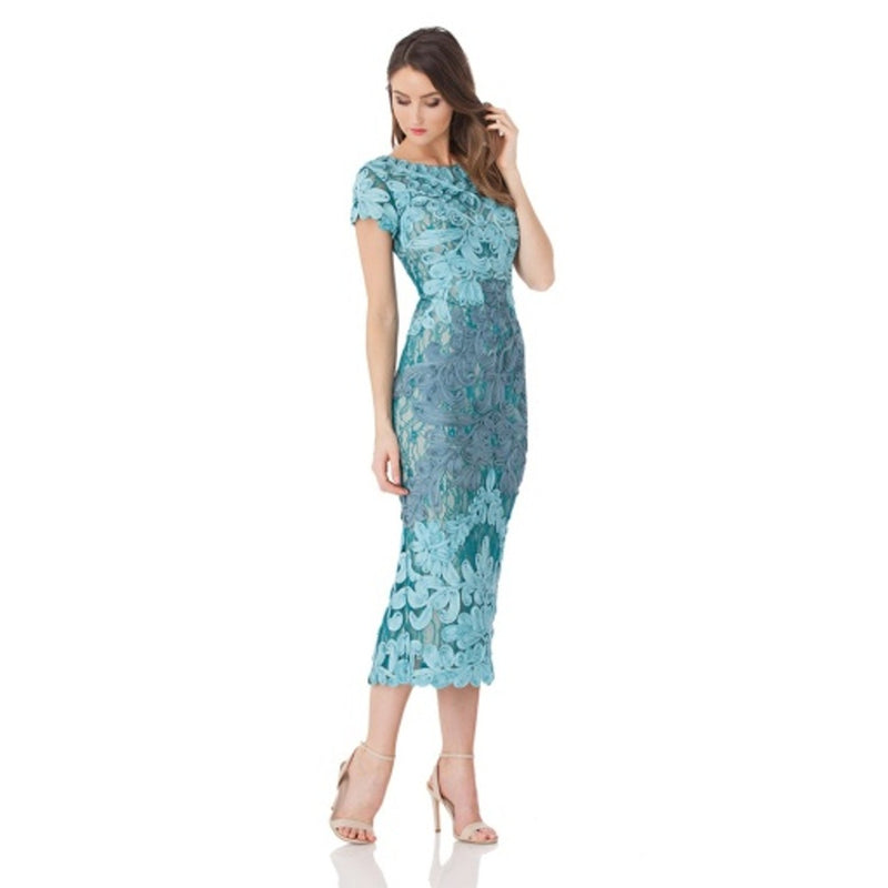JS Collections - Womens Two-Tone Soutache Midi - Azure Grey