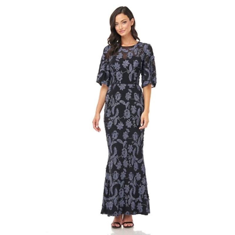 JS Collections - Womens Flutter Sleeve Mermaid Gown