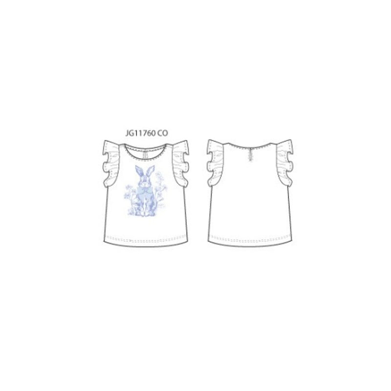 Janie and Jack - Girls K Wht Blu Bunny Graphic Top E2