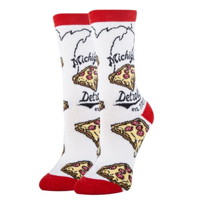 Oooh Yeah - Womens Crew Socks Detroit Pizza